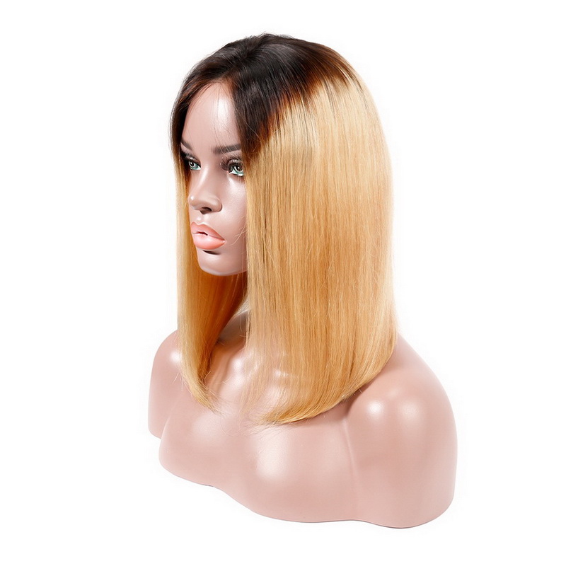 Black Root Ombre 1B/27 Straight BOB Lace Front Wig - 图片 4